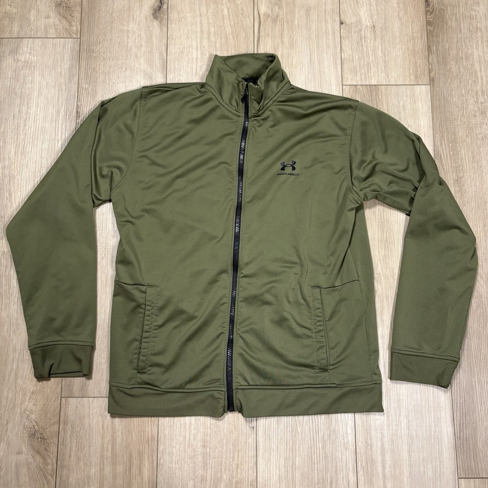 Under Armour Men's Track Jacket‎ Full Zip Tricot Sportstyle Large L Pine Green